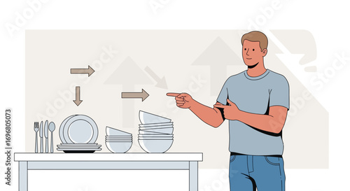 Visualizing The Process Of Cleaning And Organizing Dishes Showing Efficient Practices