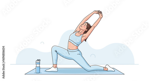 Yoga Practitioner Performing Stretching Exercise in Tranquil Atmosphere for Health and Wellness