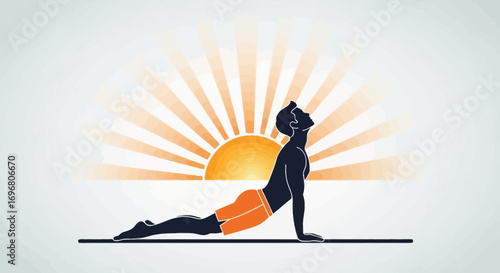 Yoga Sun Salutation Silhouette Demonstrating Morning Exercise And Peaceful Harmony