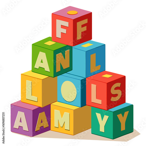 Colorful Alphabet Blocks Spelling Family