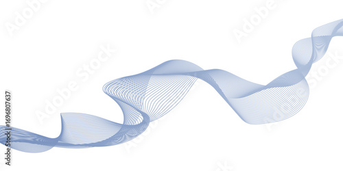 three-dimensional ribbon or a series of sine waves moving horizontally, Abstract digital illustration featuring a flowing wave in parallel lines, The lines are colored in a subtle gradient.