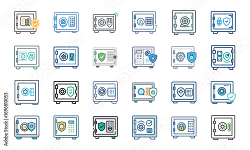 Home Insurance and Property Protection Icons Set – Financial Security, Mortgage Safety, House Fire and Flood Risk, Real Estate Coverage, Banking Security, Business Insurance, Money Protection, Investm