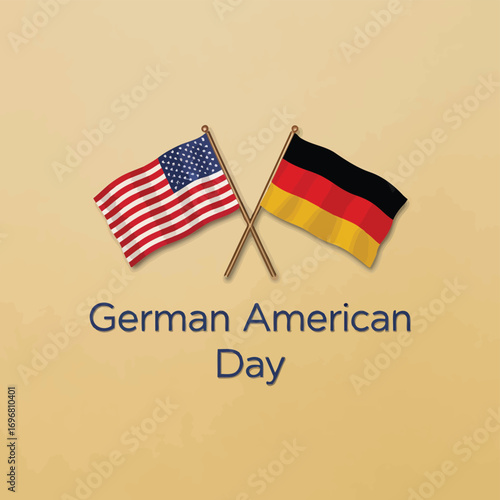 Vector art of two crossed flags, the american flag and the german flag, representing german american day celebration