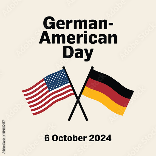 Vector art of german american day celebrated with crossed american and german flags and the date october 6, 2024