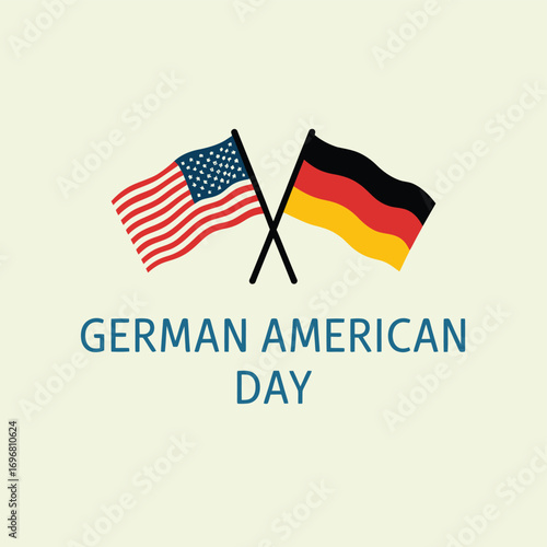 Vector art of two flags, american and german, crossed and waving, symbolizing german american day