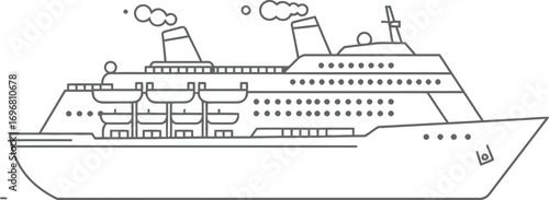 Minimalist Outline Cruise Ship Liner Ocean Travel Holiday Icon
