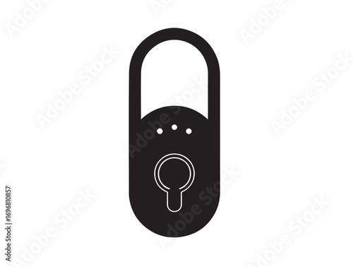 Smart Lock in flat silhouette. in silhouette image white background.