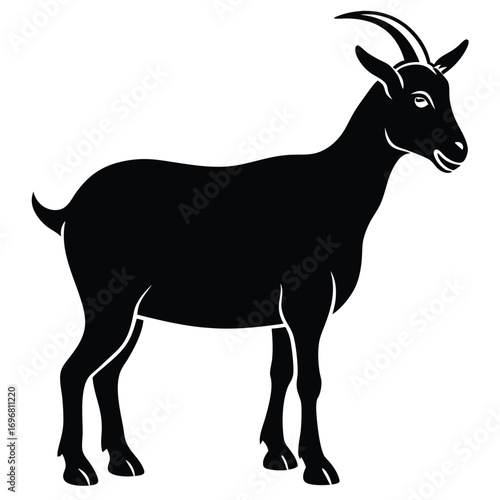 Black silhouette of a goat standing on a white background animal 2