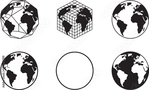 Globe Icon Set A Collection of Earth Symbols for Global and International Design
