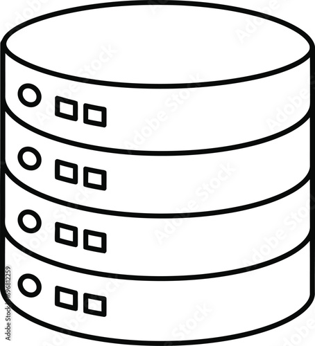 Simple Outline Database Server Storage Structure Information Technology Icon