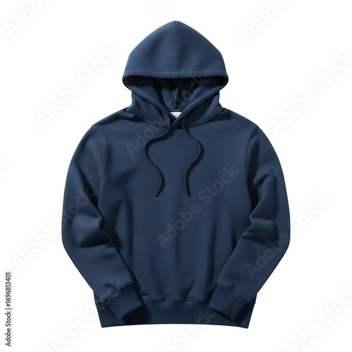 Dark Blue Hoodie Sweatshirt Mockup Isolated on Black Background Apparel Fashion Template
