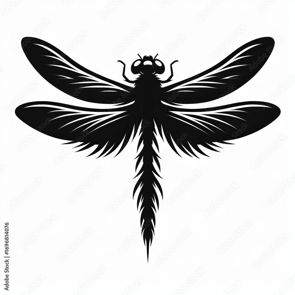 Obraz premium Silhouetted dragonfly insect silhouette with intricate wing details for artistic designs