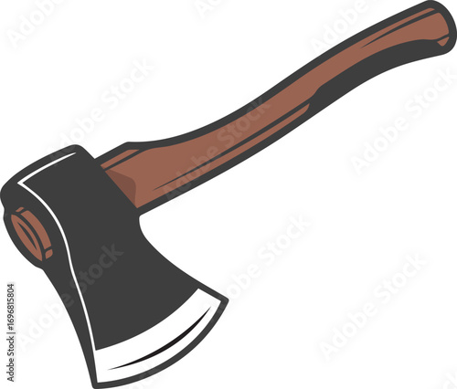 Flat Illustration of Wooden Axe