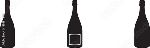 wine bottle silhouette on white background