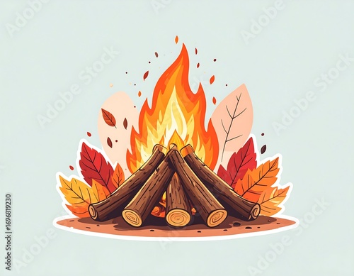 Autumn campfire illustration