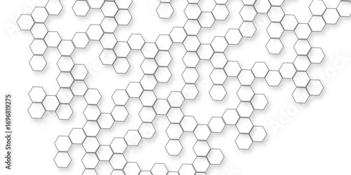 white abstract hexagon with various seamless retro modern geometric elements, Abstract White Hexagon Background with Geometric Pattern, Minimalist Design, Modern Texture, and Clean Shapes.