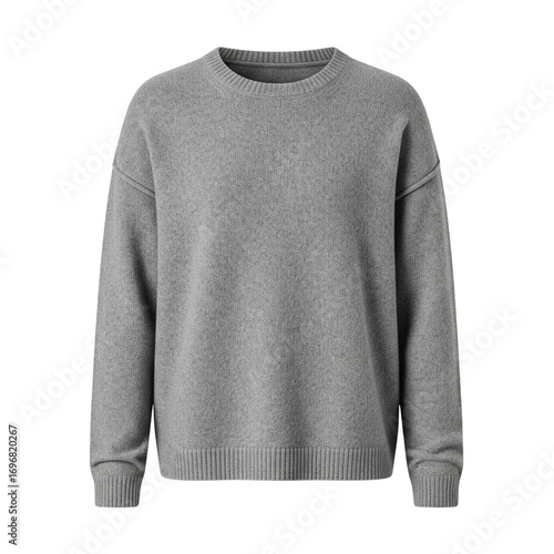 Foto Grey knit oversized crewneck sweater mockup