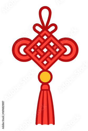 Traditional Chinese red knot ornament with tassel decoration chinese knot decoration