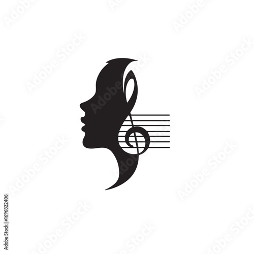 silhouette of a woman with long hair