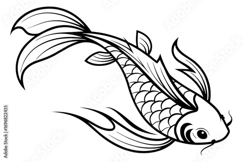 Stylized koi fish swimming