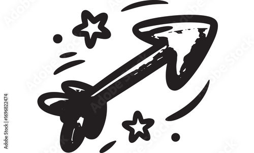 Hand-drawn Arrow with Stars - Doodle Style Graphic
