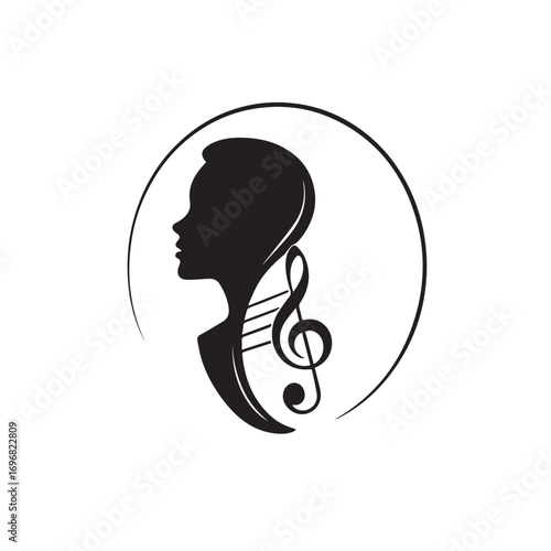 silhouette of a girl with headphones
