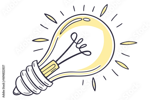 Doodle light bulb with radiating lines