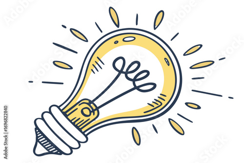 Doodle light bulb with radiating lines