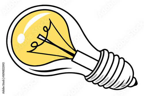 Doodle light bulb with radiating lines