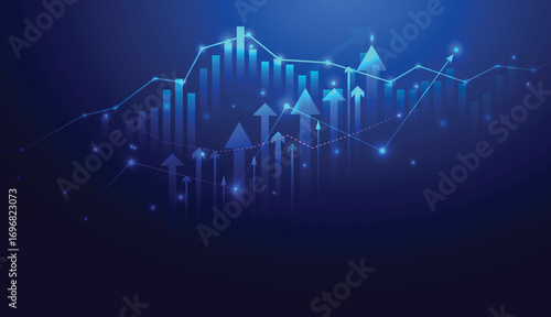Stock market business with arrow trading graph, financial analysis online trading graph on vector illustration design.