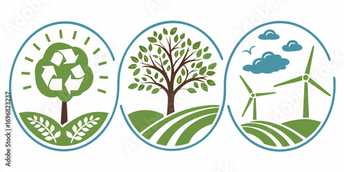 Ecofriendly concepts recycling, nature, and renewable energy