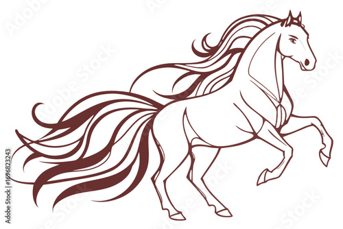 Majestic horse with flowing mane and tail
