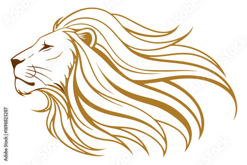 Golden lion head illustration