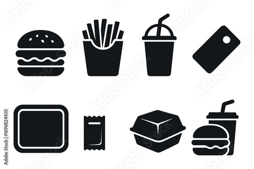 Safety silhouette icon set. featuring fire extinguisher, hose, smoke detector, alarm, hydrant, and exit sign