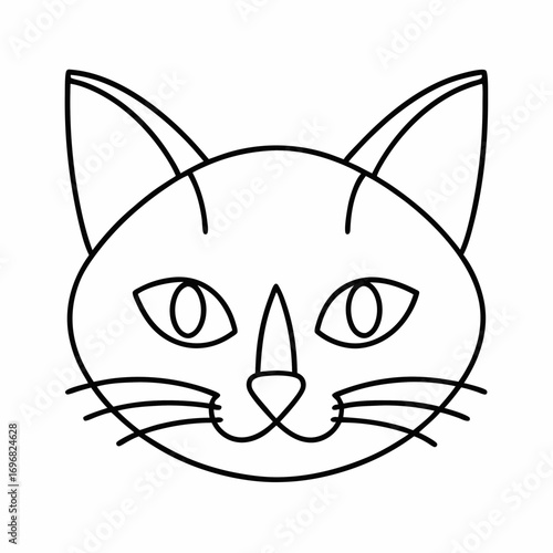 Cat Head Outline Vector Design