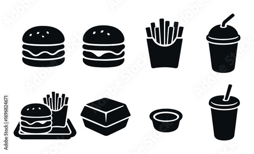 Halloween silhouette icon set. featuring skeleton, spider web, candle, handprint, eye, lantern, planks