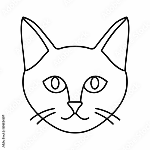 Cat Head Outline Vector Design