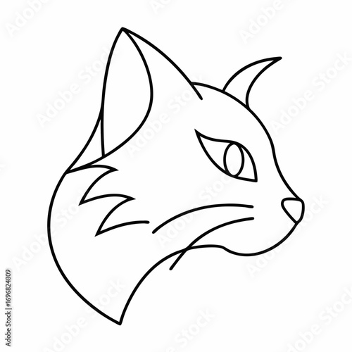 Cat Head Outline Vector Design
