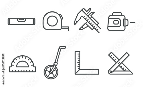 Fire safety linear icon set. featuring hose, hydrant, valve, alarm, tap, extinguisher, sprinkler, and pump symbols
