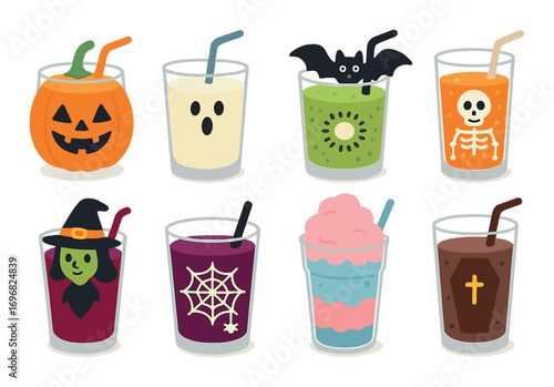 Halloween bedtime silhouette icon set. featuring reading, yawning, teddy bear, toothbrush, lantern, ghost, sleepwear