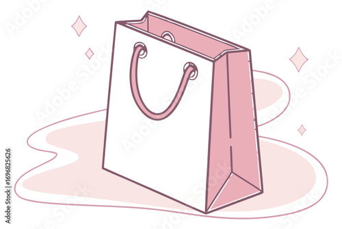 Pink shopping bag with handles and sparkles