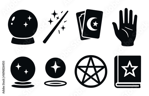 Halloween silhouette icon set. featuring vampire, zombie, mummy, pumpkin, scarecrow, demon, werewolf, grim reaper