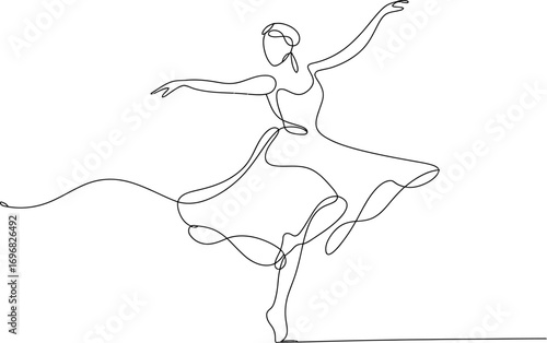 Graceful ballet dancer captured in a continuous flowing line, embodying elegance and movement.
