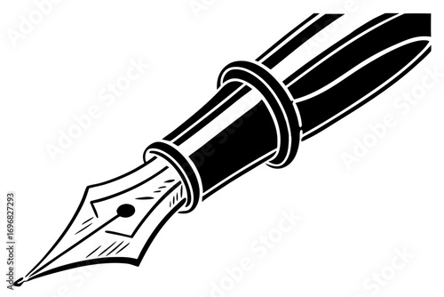 Detail of a black and white fountain pen nib