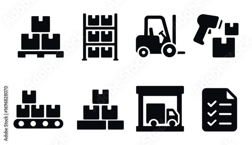 Mood silhouette icons set. featuring happy, sad, rain, heartbeat, question, up, down, theater, refresh symbols