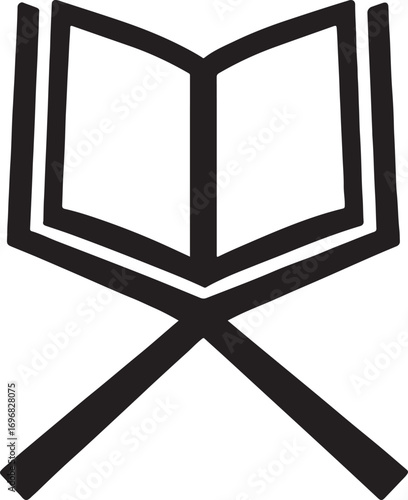 Quran stand top view silhouette EPS, Islamic book holder vector for spiritual and religious design.