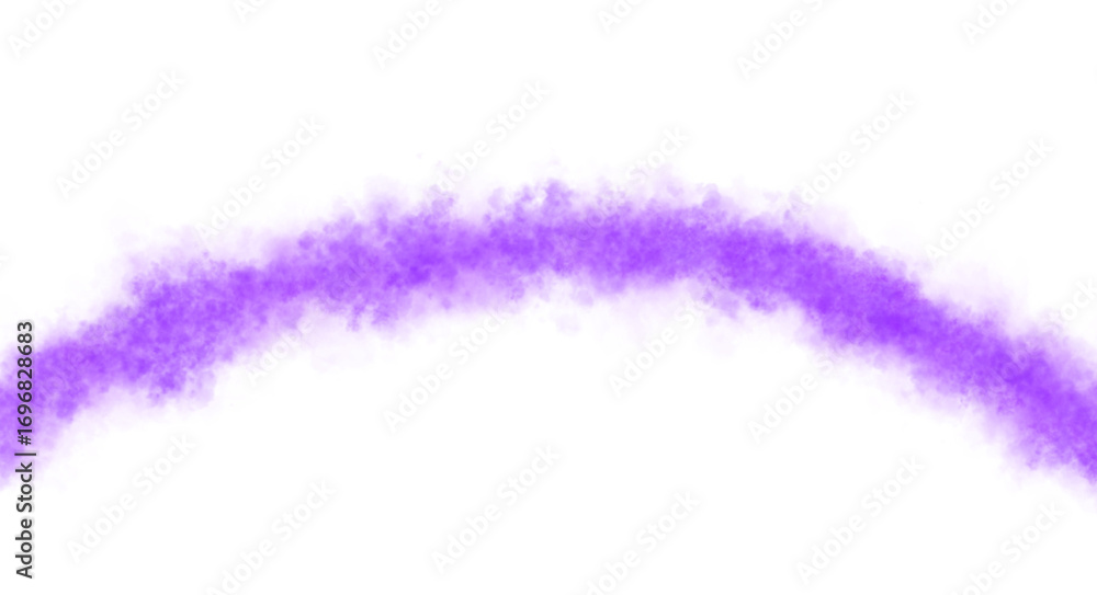 Fototapeta premium Violet or purple arc of smoke, fog or steam on transparent background mockup template perfect for special effects, overlays, compositions, and atmospheric scenes in digital design projects
