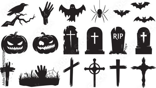 Halloween icons set collection