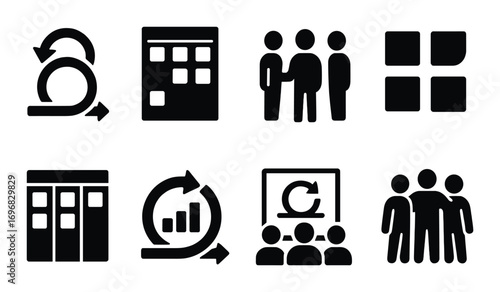 Pregnancy and healthcare silhouette icon set. featuring ultrasound, doctor, medicine, heartbeat, and more