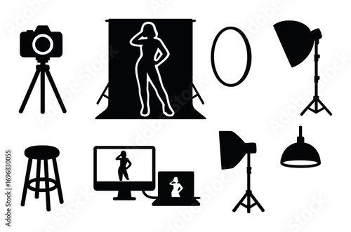 Technology professionals silhouette icon set. featuring developer, support, security, and analyst symbols